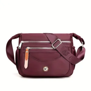 Versatile Solid Color Nylon Hobo Messenger Bag