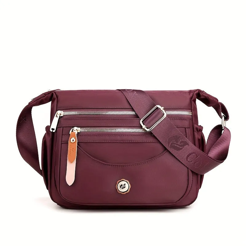Versatile Solid Color Nylon Hobo Messenger Bag