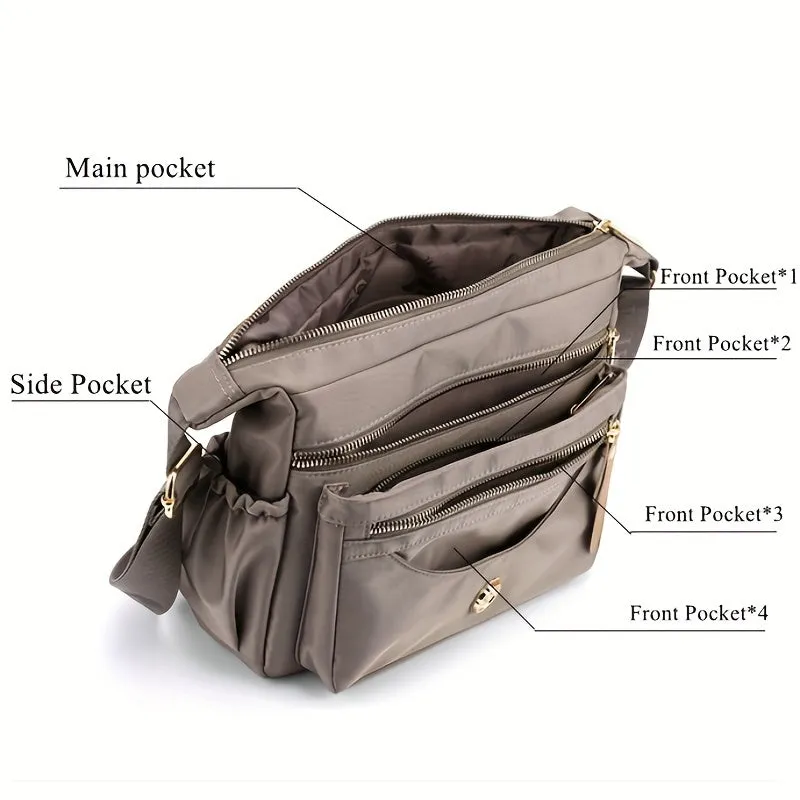 Versatile Solid Color Nylon Hobo Messenger Bag