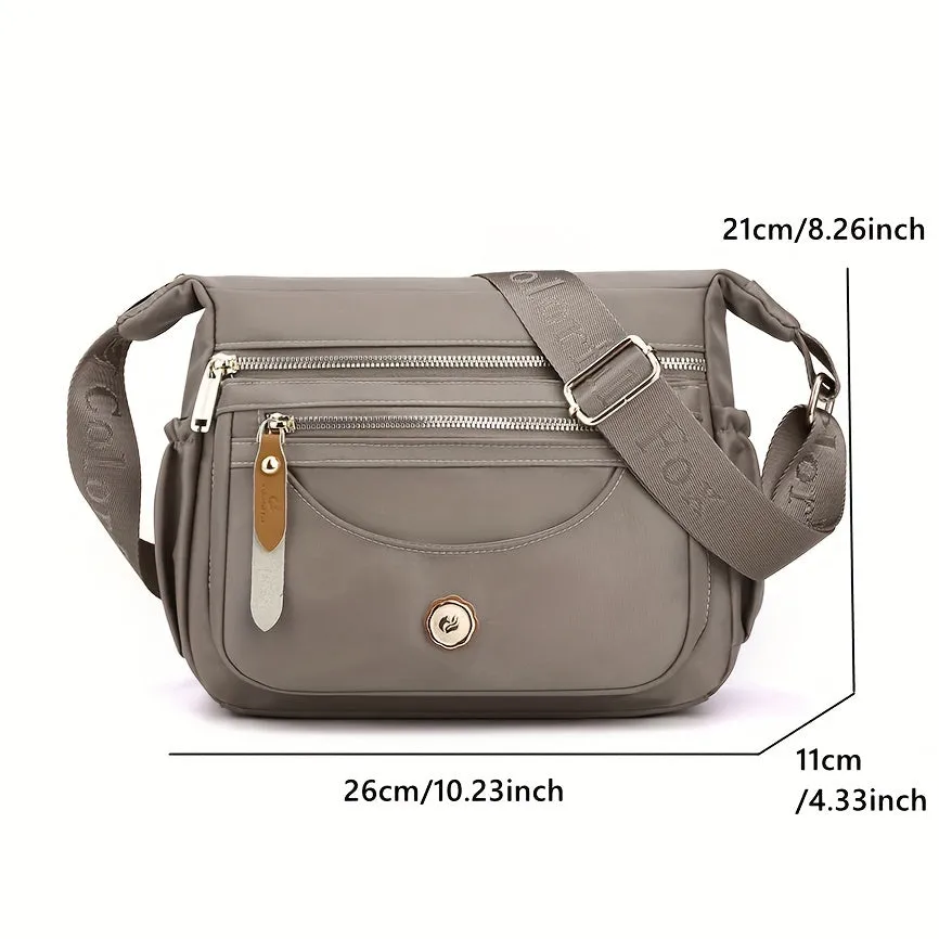 Versatile Solid Color Nylon Hobo Messenger Bag