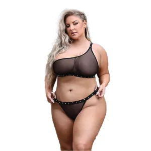 Vibes Bad Bitch One Shoulder Bling Bralette & Panty
