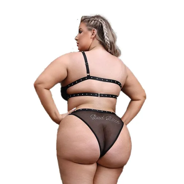 Vibes Bad Bitch One Shoulder Bling Bralette & Panty