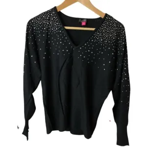 Vince Camuto Black V-Neck Studded Sweater Women's Size S NWT
