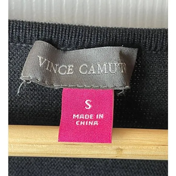 Vince Camuto Black V-Neck Studded Sweater Women's Size S NWT