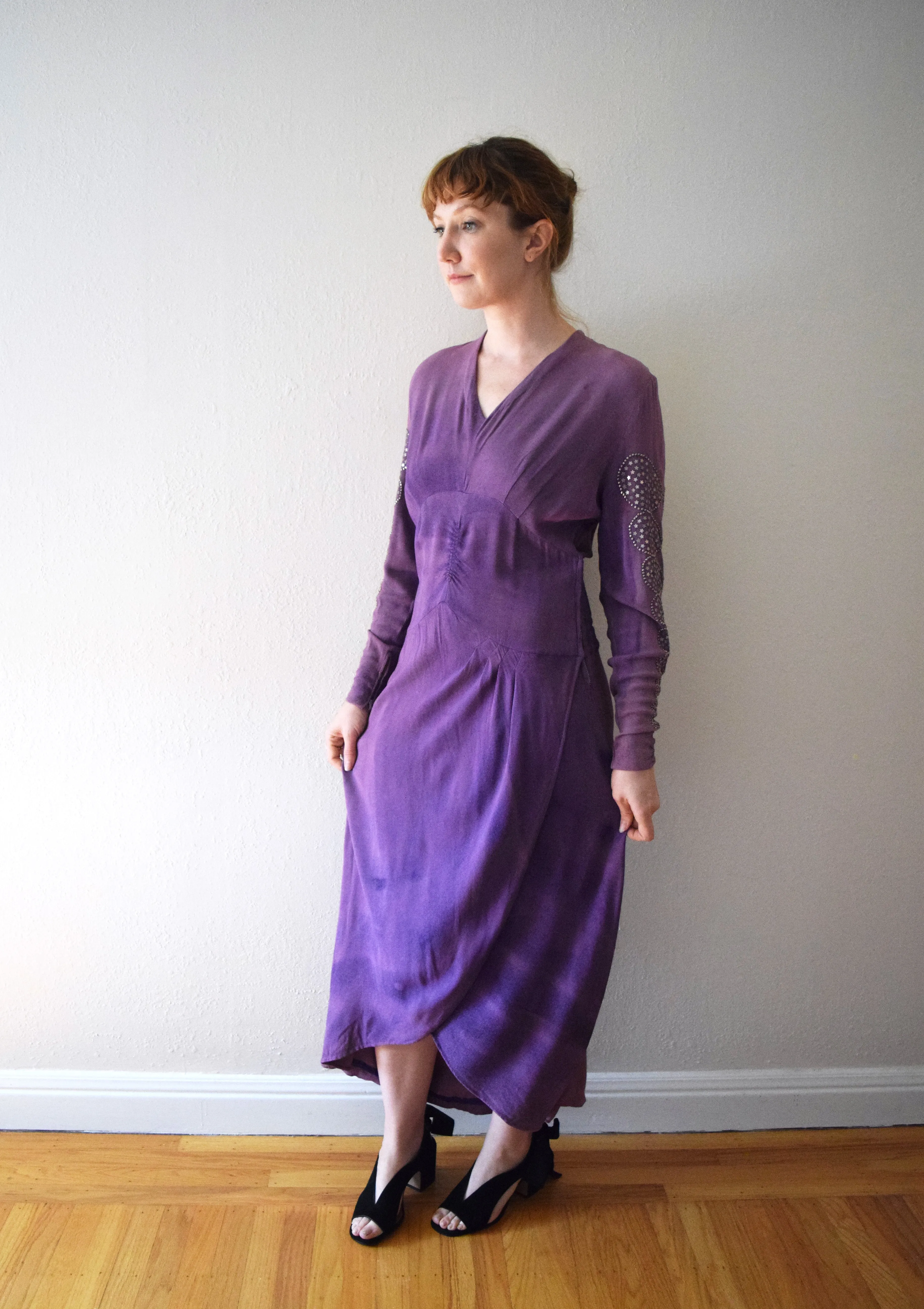 Vintage 1940s Adele Simpson star studded dress . size medium to large