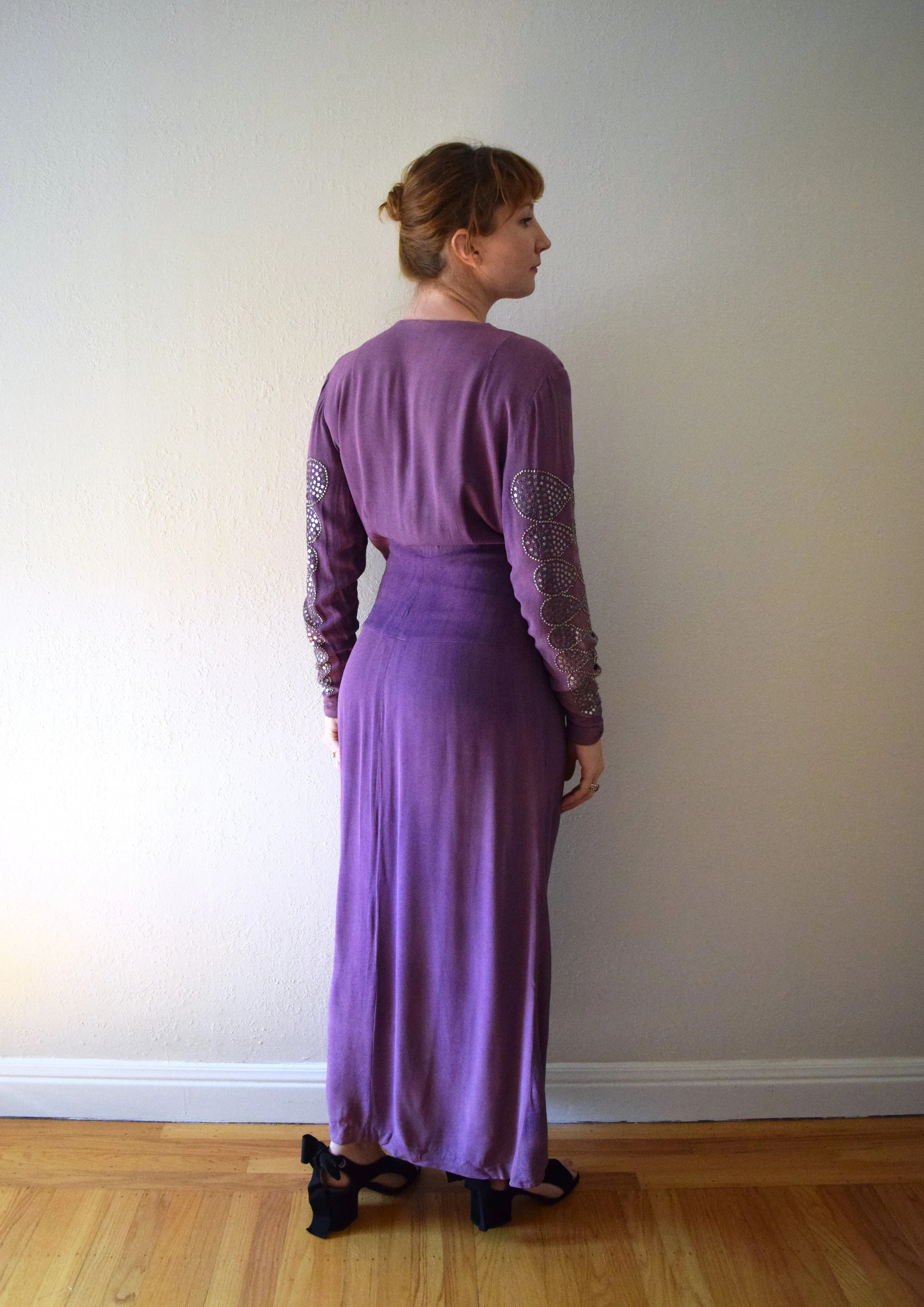 Vintage 1940s Adele Simpson star studded dress . size medium to large