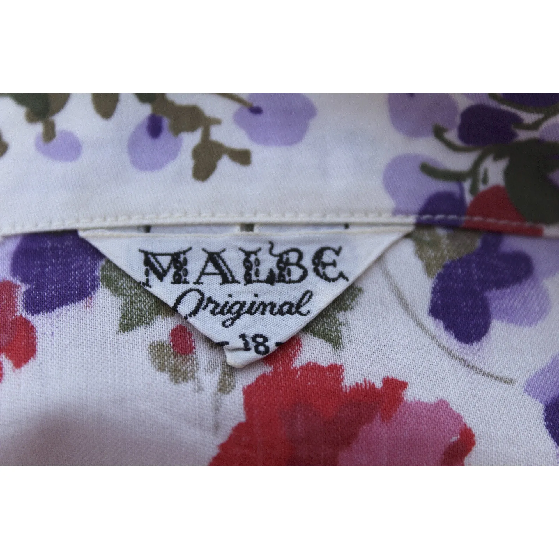 Vintage 1950s Cotton Blouse Floral Print Malbe Womens L  Rhinestone Studded Lovely Womens Mid-Century