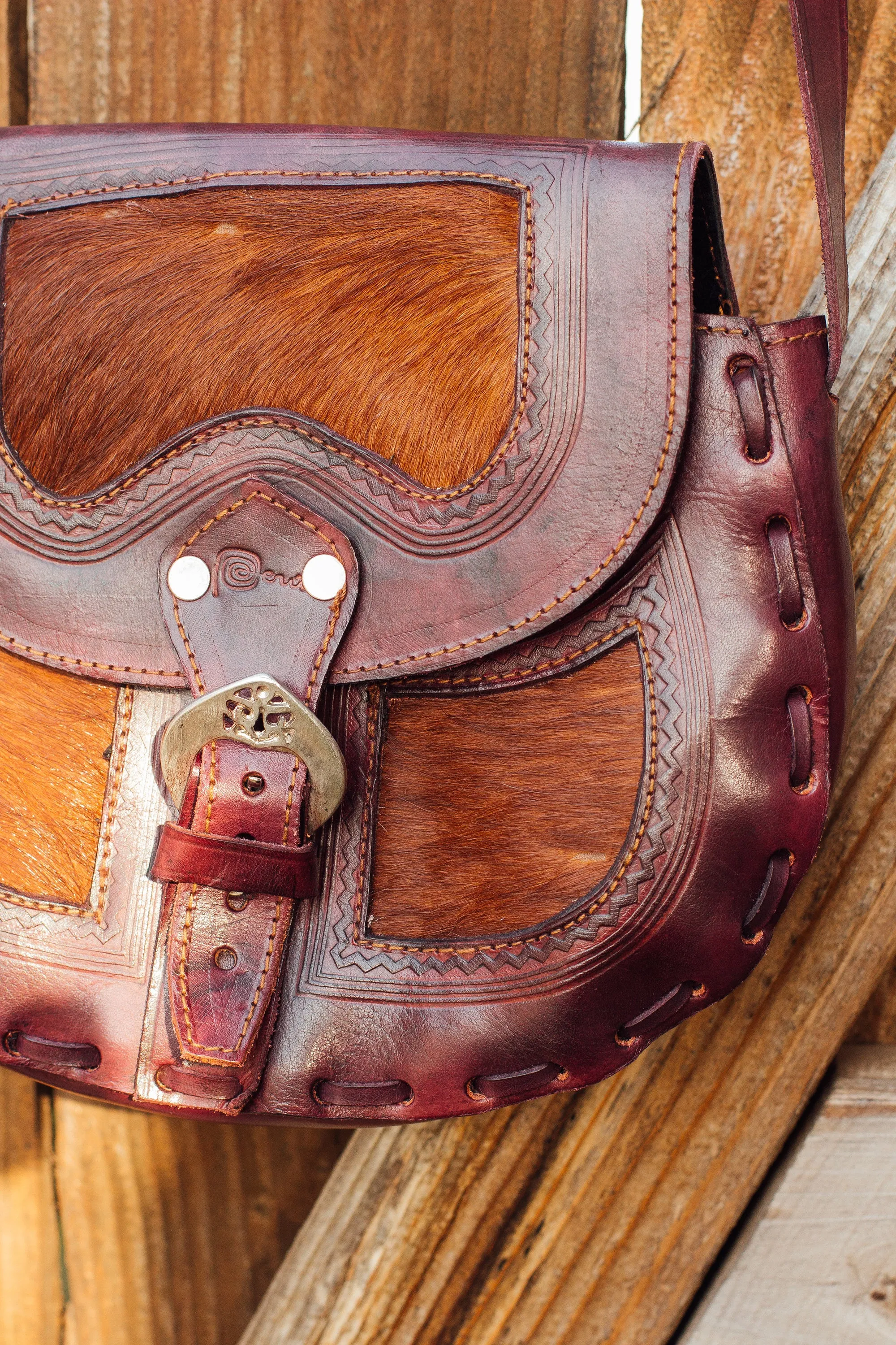 Vintage Brown Leather Satchel Purse