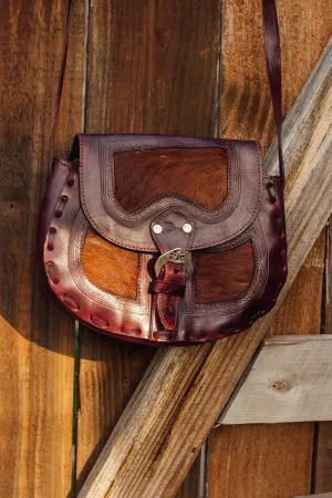 Vintage Brown Leather Satchel Purse