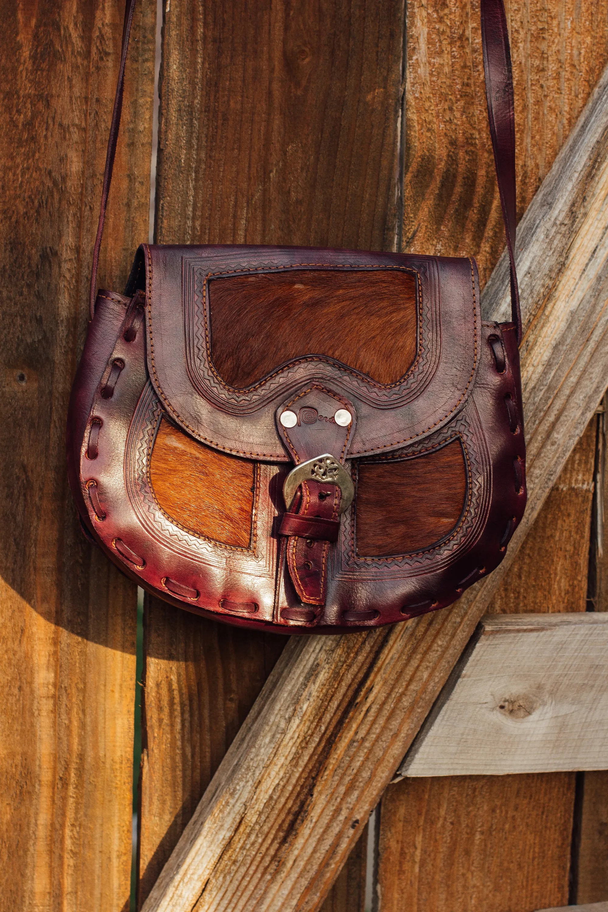 Vintage Brown Leather Satchel Purse