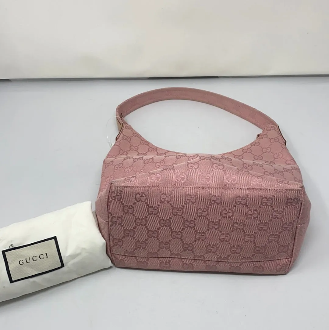 Vintage: Gucci Logo Fabric Shoulder Hobo Bag with Extra Front Zip