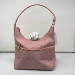 Vintage: Gucci Logo Fabric Shoulder Hobo Bag with Extra Front Zip