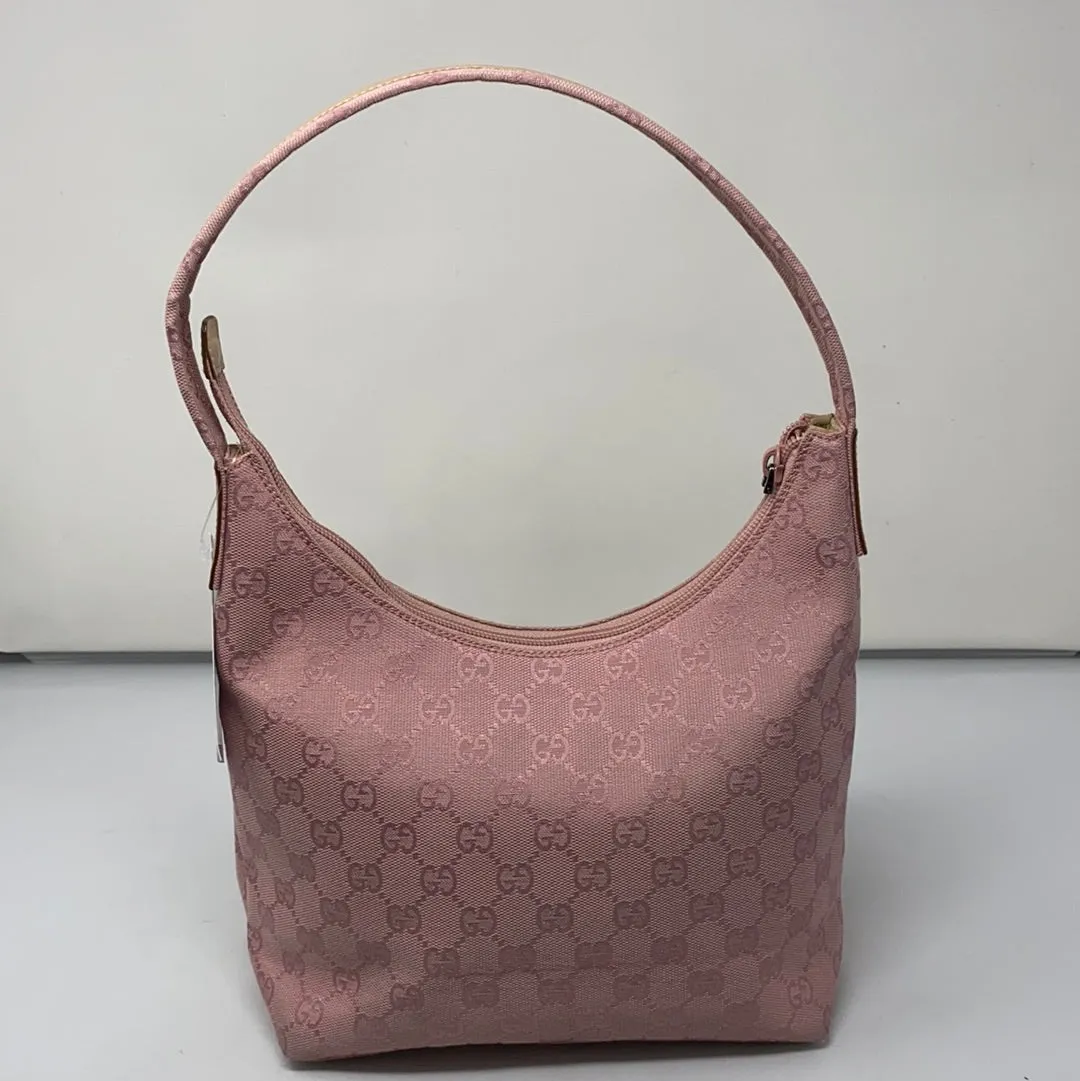 Vintage: Gucci Logo Fabric Shoulder Hobo Bag with Extra Front Zip