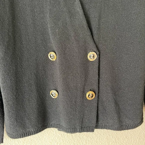 Vintage Laura petites sweater cardigan shoulder pads black studded Sz 10