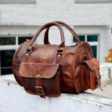 Vintage Overnight Weekend Leather Duffle Bag