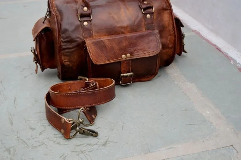 Vintage Overnight Weekend Leather Duffle Bag