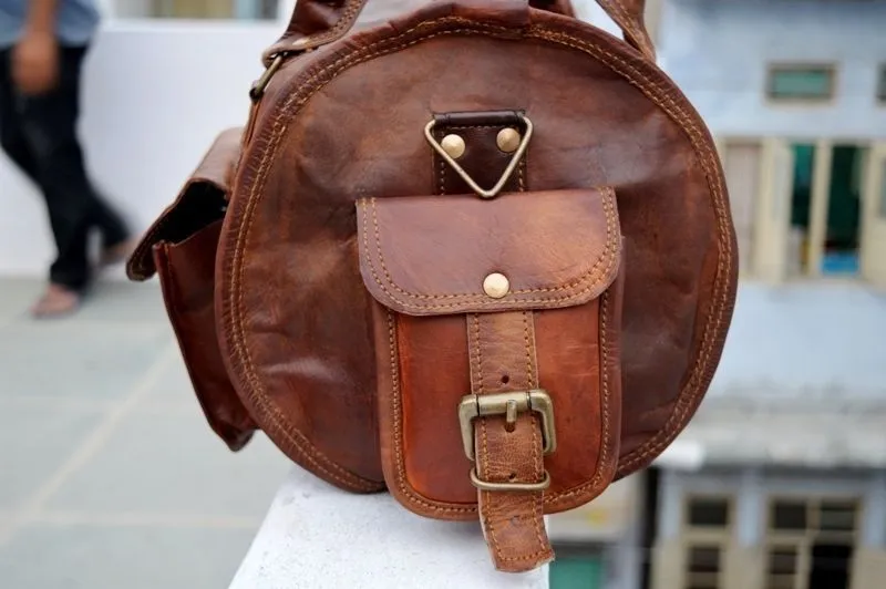 Vintage Overnight Weekend Leather Duffle Bag