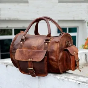 Vintage Overnight Weekend Leather Duffle Bag