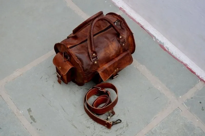 Vintage Overnight Weekend Leather Duffle Bag