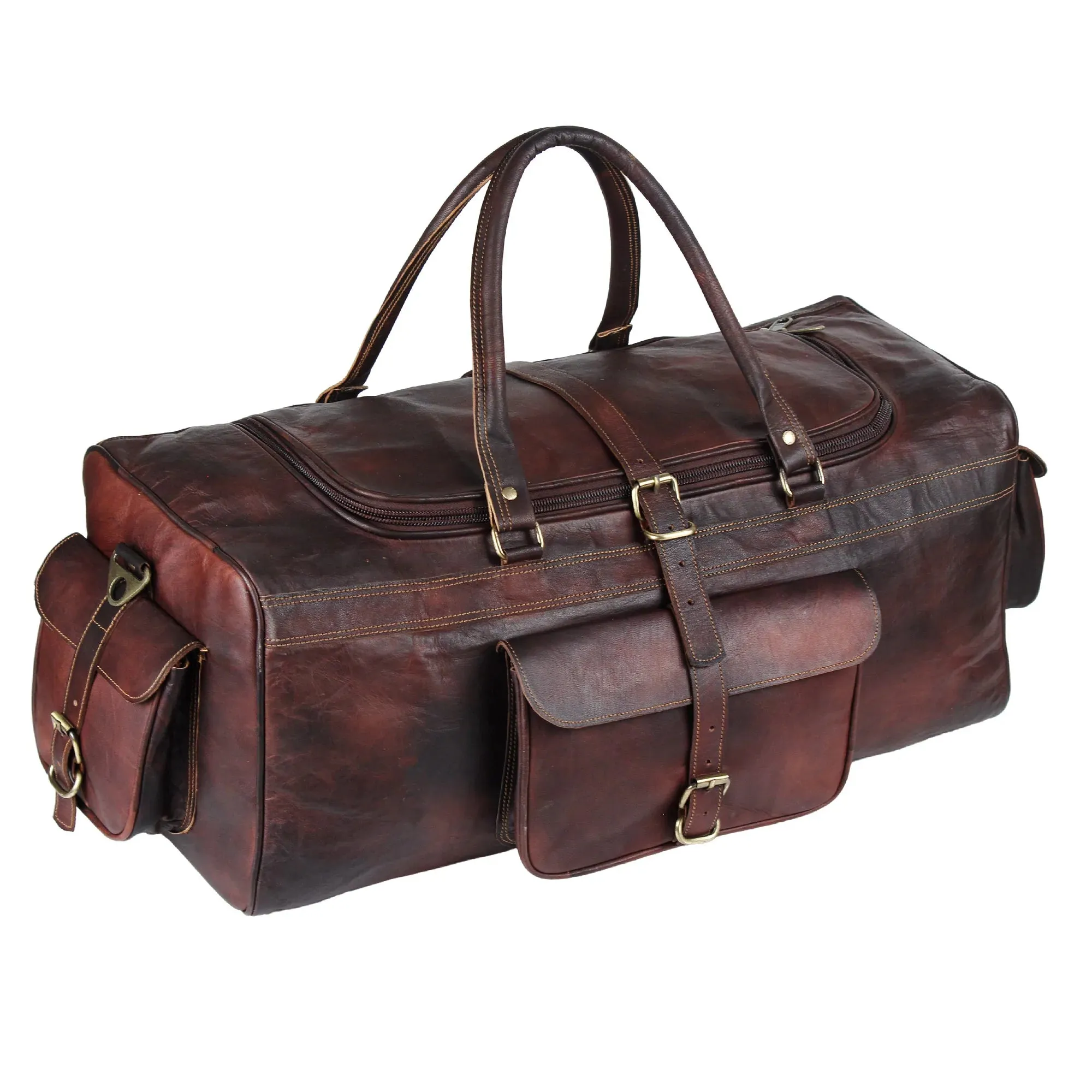 Vintage Red Leather Duffle