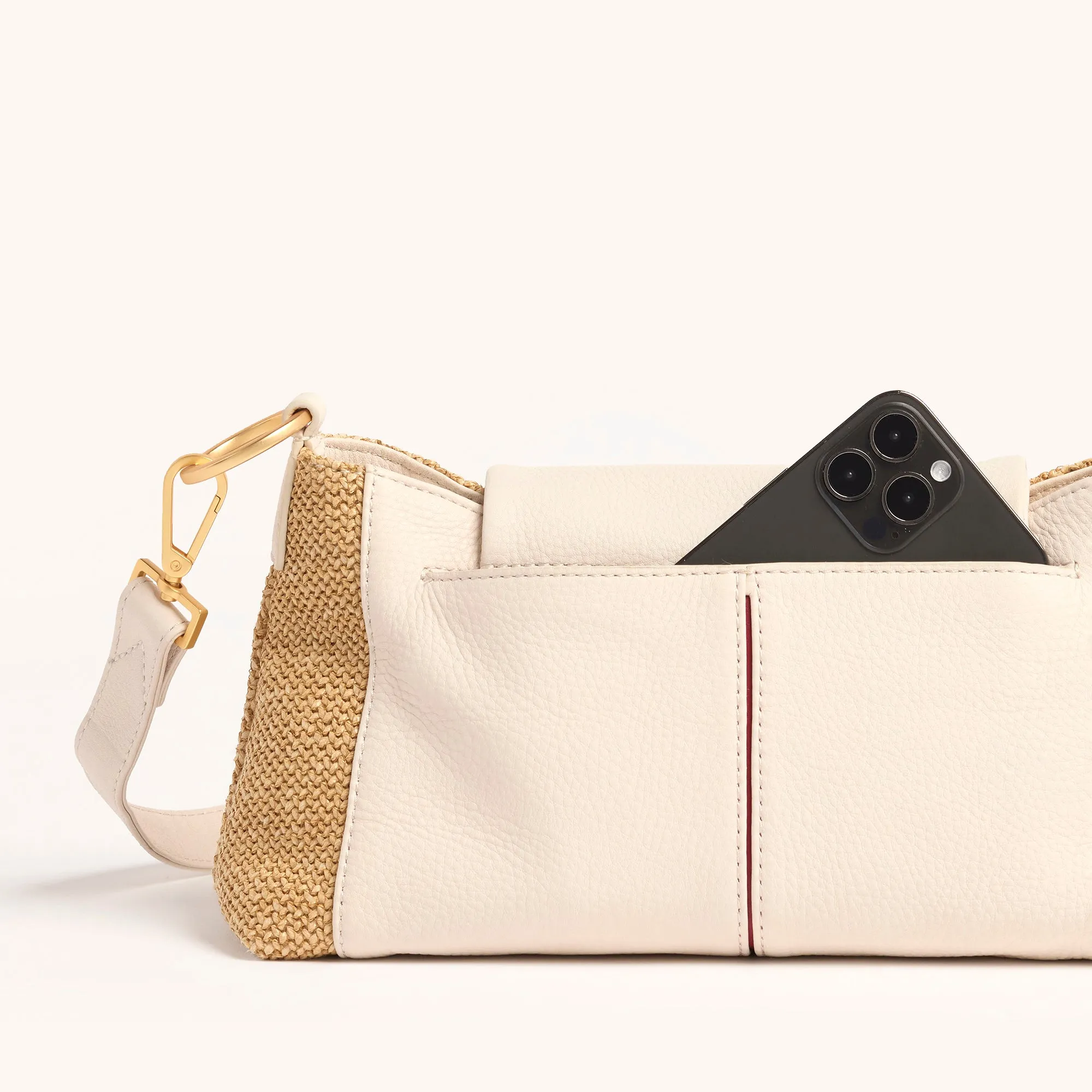 VIP Satchel | Calla Lily White Raffia/Brushed Gold