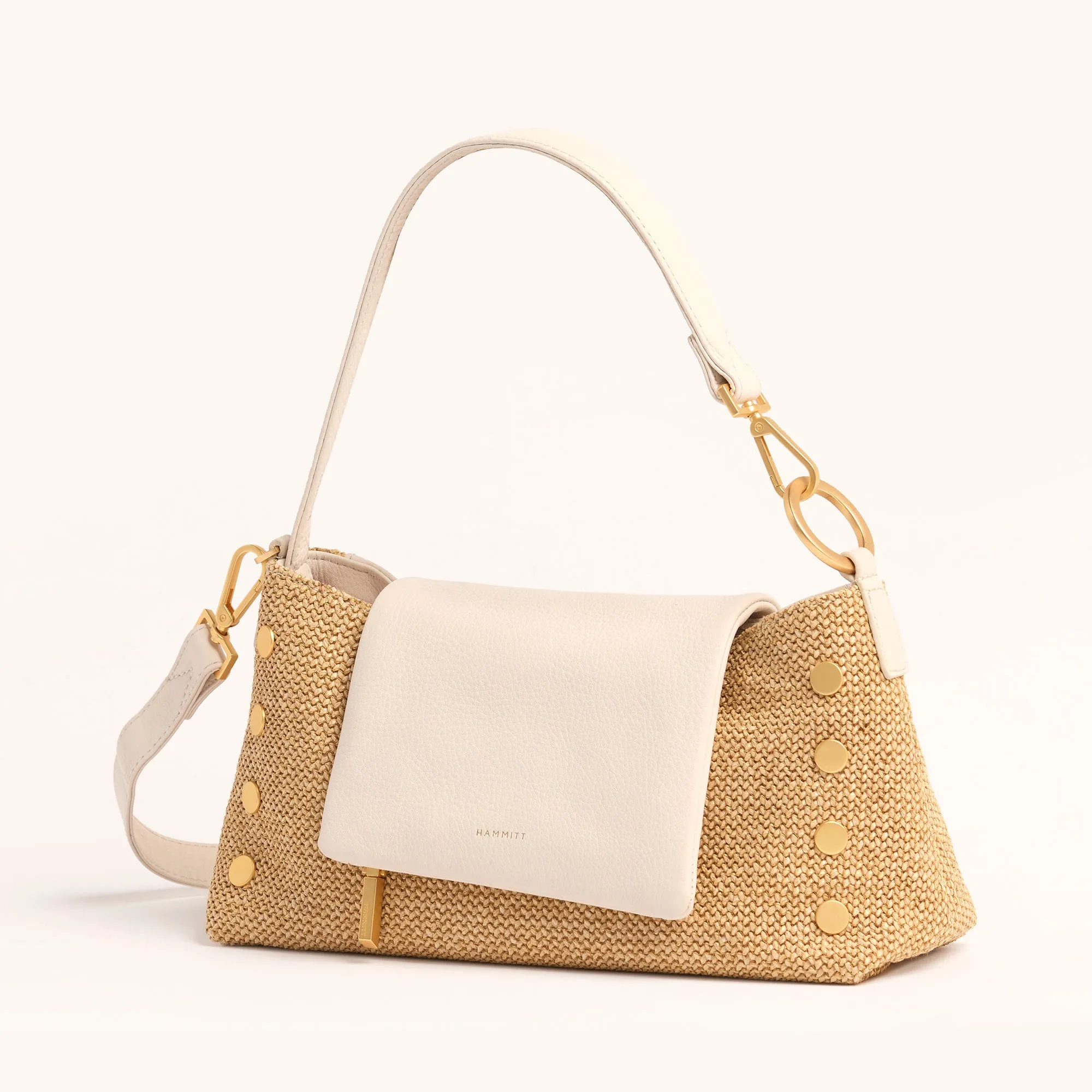 VIP Satchel | Calla Lily White Raffia/Brushed Gold