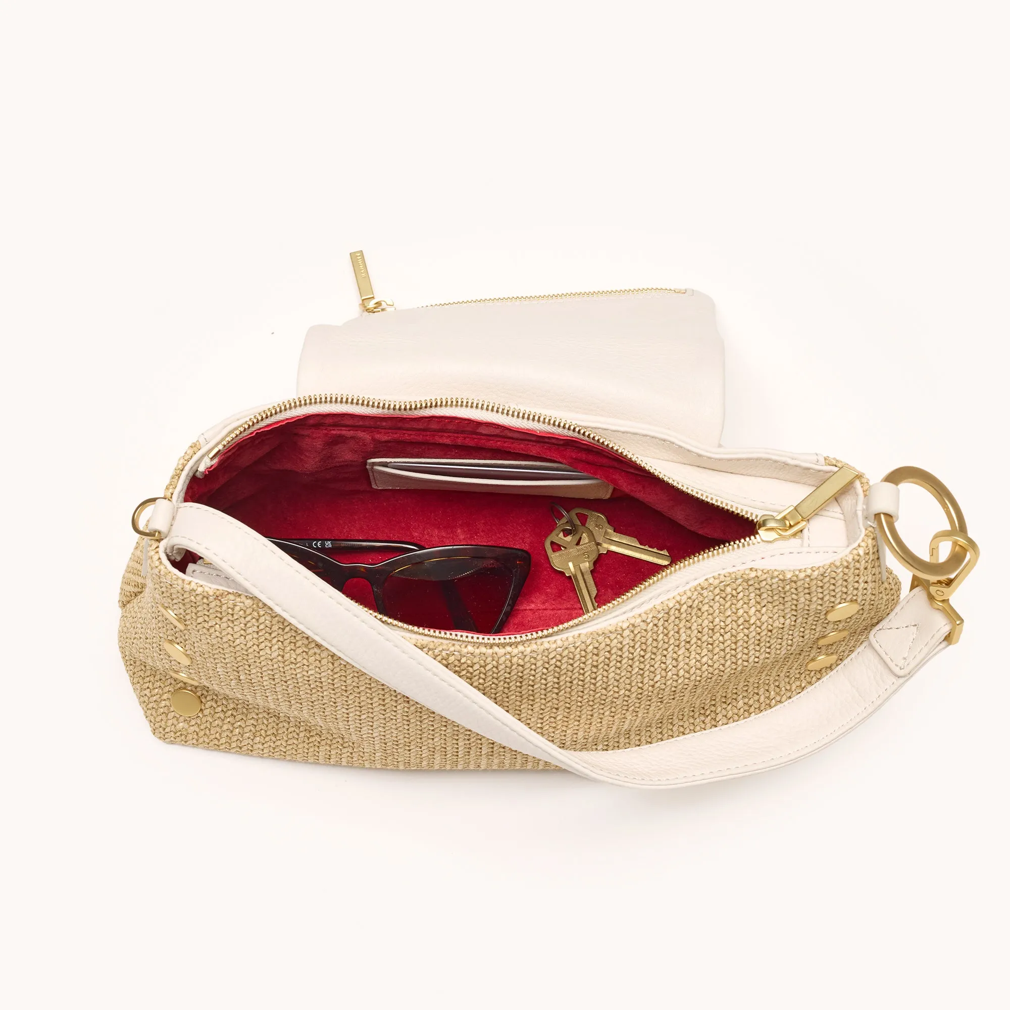 VIP Satchel | Calla Lily White Raffia/Brushed Gold