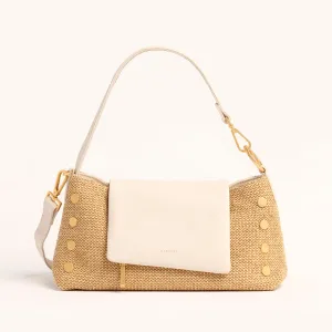 VIP Satchel | Calla Lily White Raffia/Brushed Gold