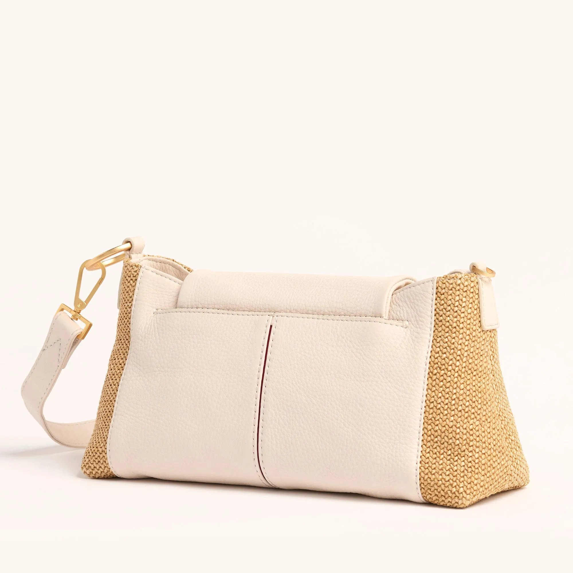VIP Satchel | Calla Lily White Raffia/Brushed Gold