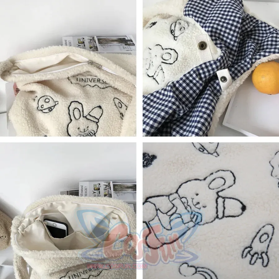 Wander In The Universe Cute Faux Wool Shopper Bag Hobo/Tote C00065
