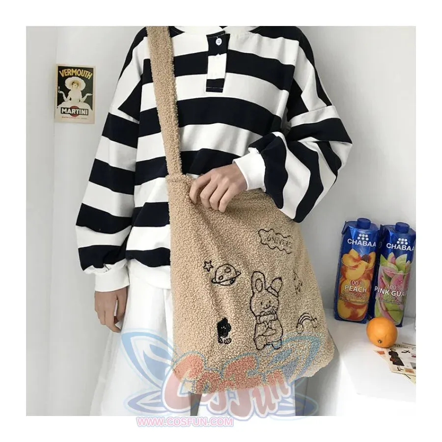 Wander In The Universe Cute Faux Wool Shopper Bag Hobo/Tote C00065