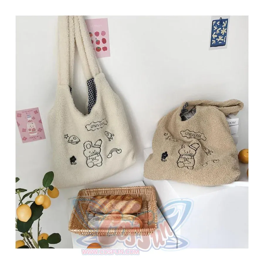 Wander In The Universe Cute Faux Wool Shopper Bag Hobo/Tote C00065