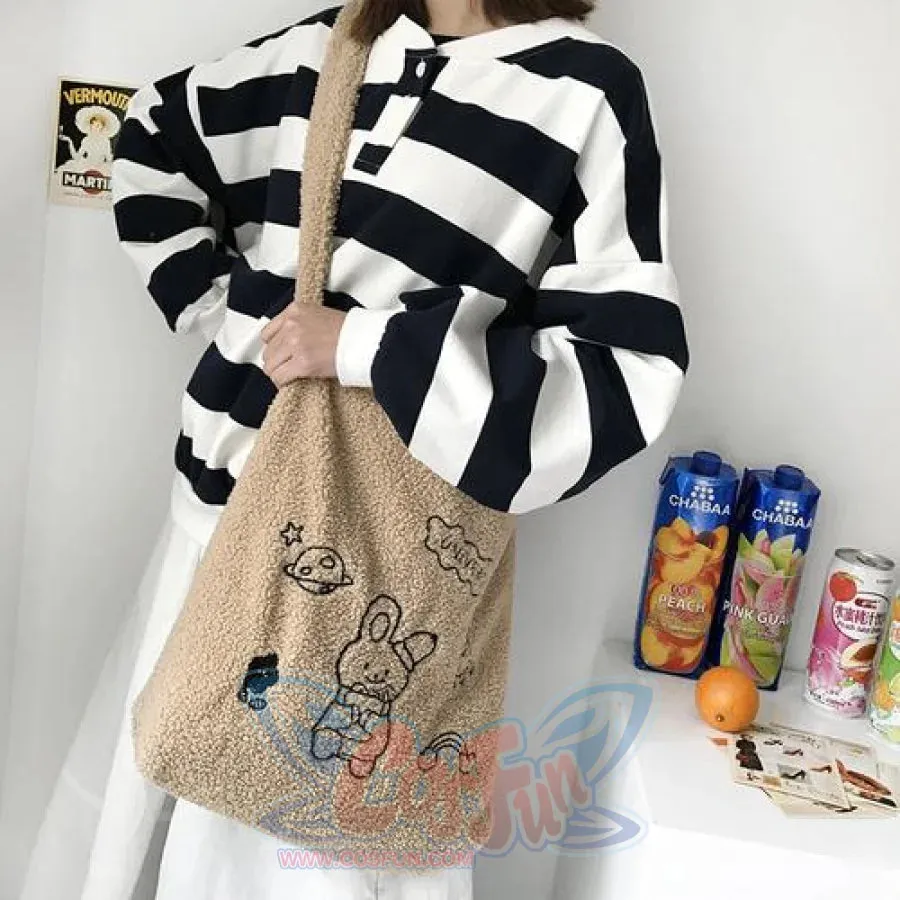 Wander In The Universe Cute Faux Wool Shopper Bag Hobo/Tote C00065