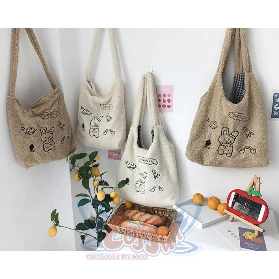 Wander In The Universe Cute Faux Wool Shopper Bag Hobo/Tote C00065