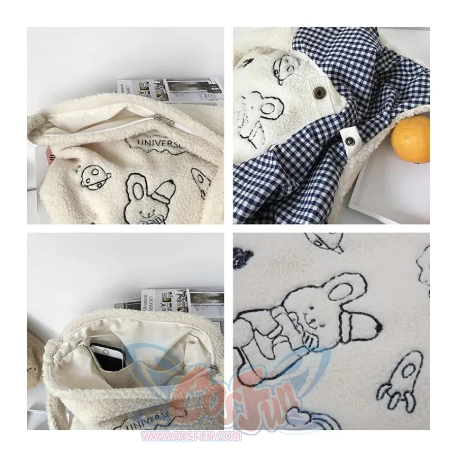 Wander In The Universe Cute Faux Wool Shopper Bag Hobo/Tote C00065