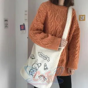 Wander In The Universe Cute Faux Wool Shopper Bag Hobo/Tote C00065