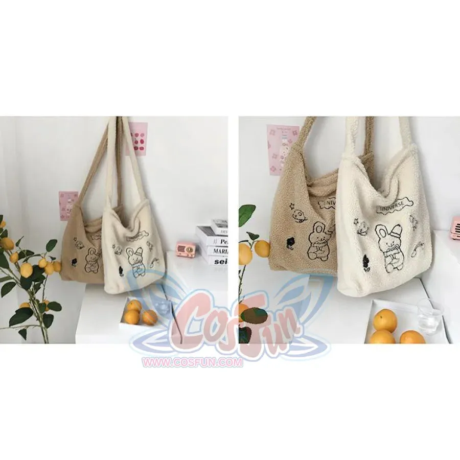 Wander In The Universe Cute Faux Wool Shopper Bag Hobo/Tote C00065