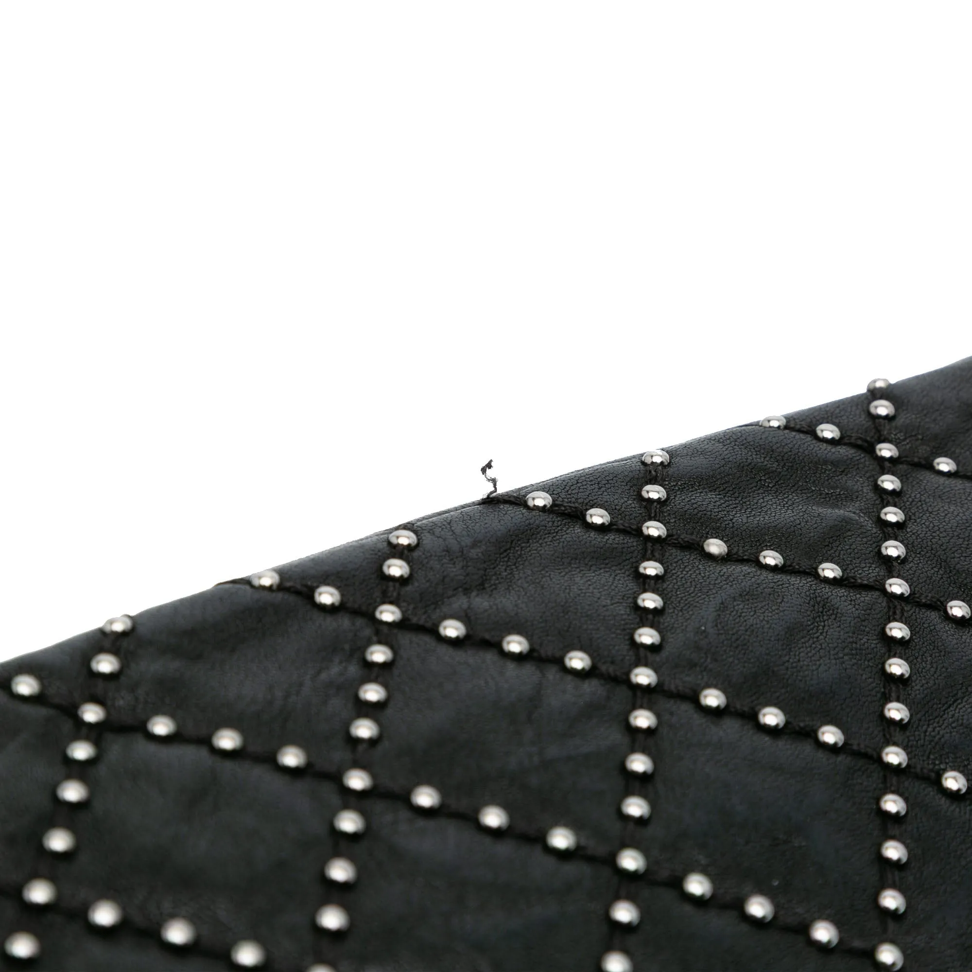 Washed Lambskin Studded Metal Beauty Flap
