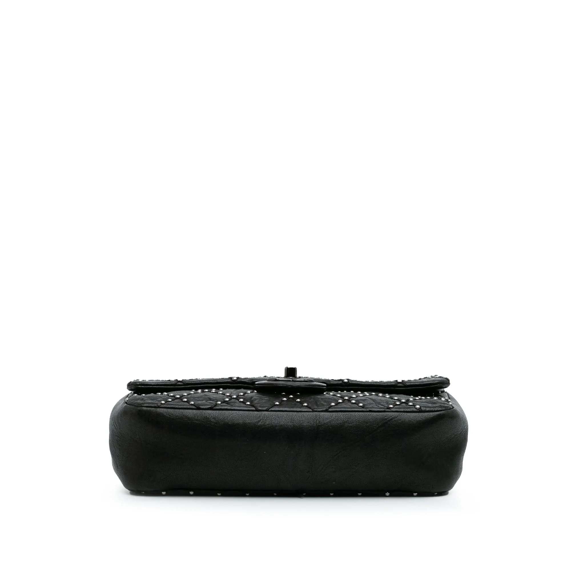 Washed Lambskin Studded Metal Beauty Flap