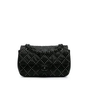 Washed Lambskin Studded Metal Beauty Flap