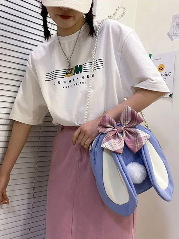 White Lolita Handbag Polyester Bows Polyester Cross-body Bag Lolita Accessories