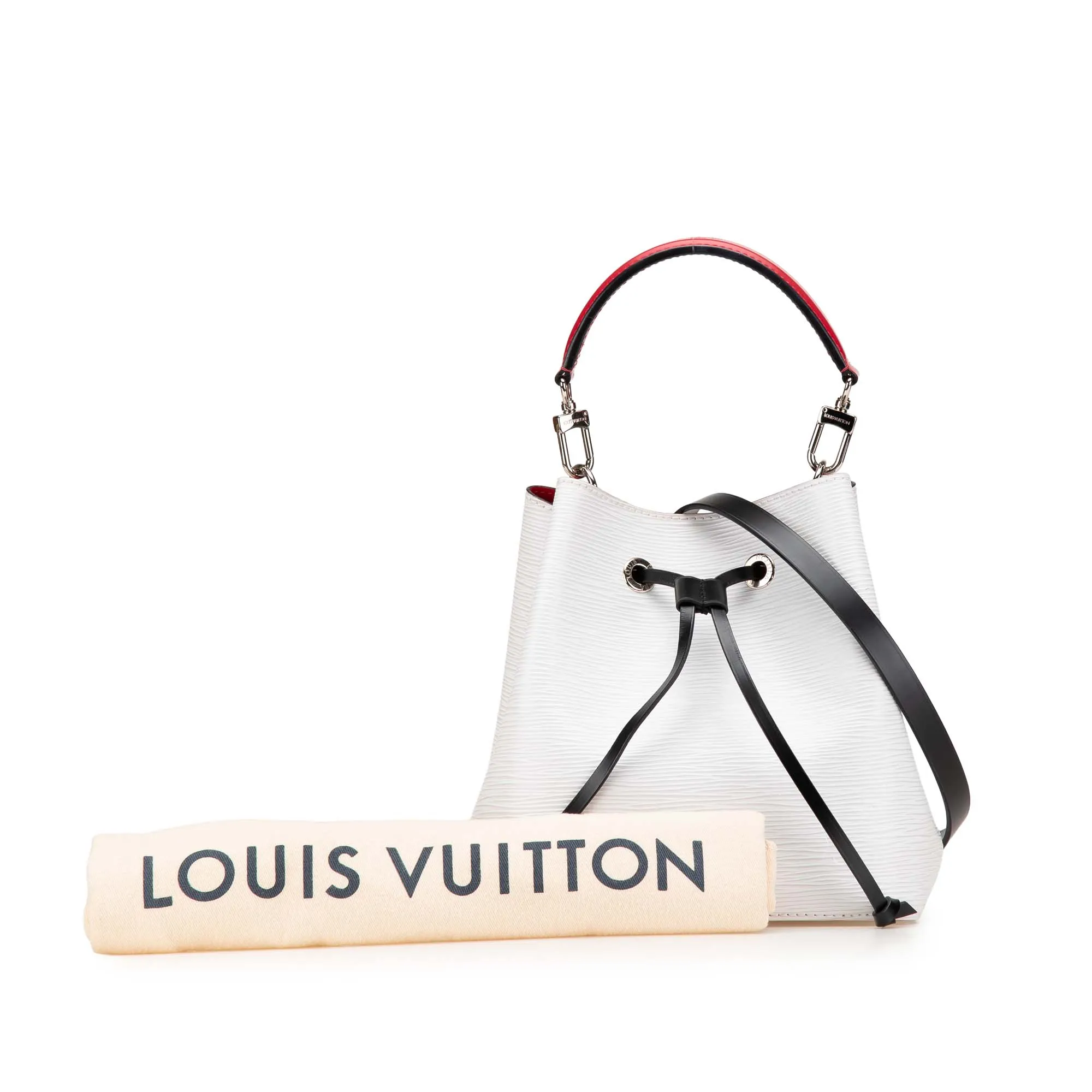 White Louis Vuitton Epi Neonoe BB Bucket Bag