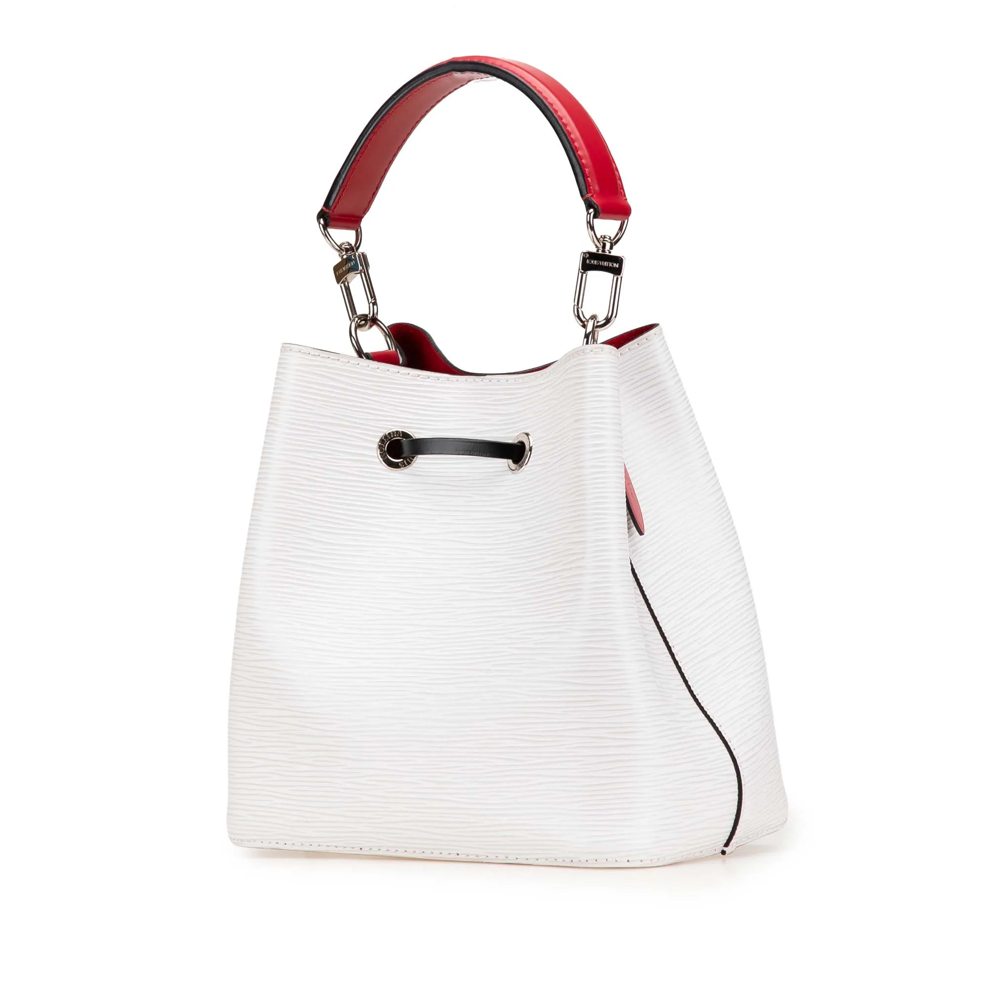 White Louis Vuitton Epi Neonoe BB Bucket Bag