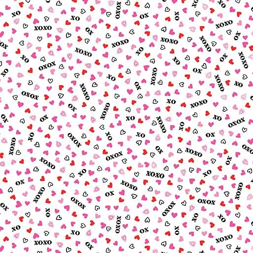 Whole Lotta Love by Benartex HUGS & KISSES/WHITE