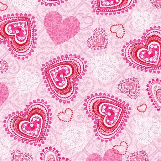 Whole Lotta Love by Benartex ROMANTIC HEARTS/PINK