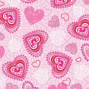 Whole Lotta Love by Benartex ROMANTIC HEARTS/PINK