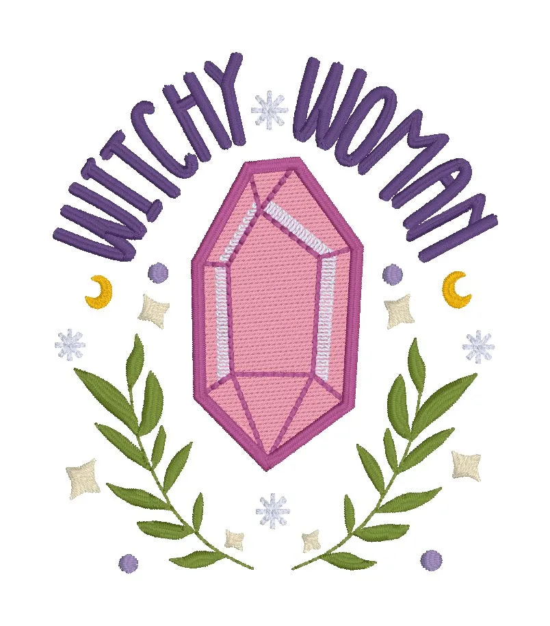 Witchy Woman machine embroidery design (5 sizes included) DIGITAL DOWNLOAD
