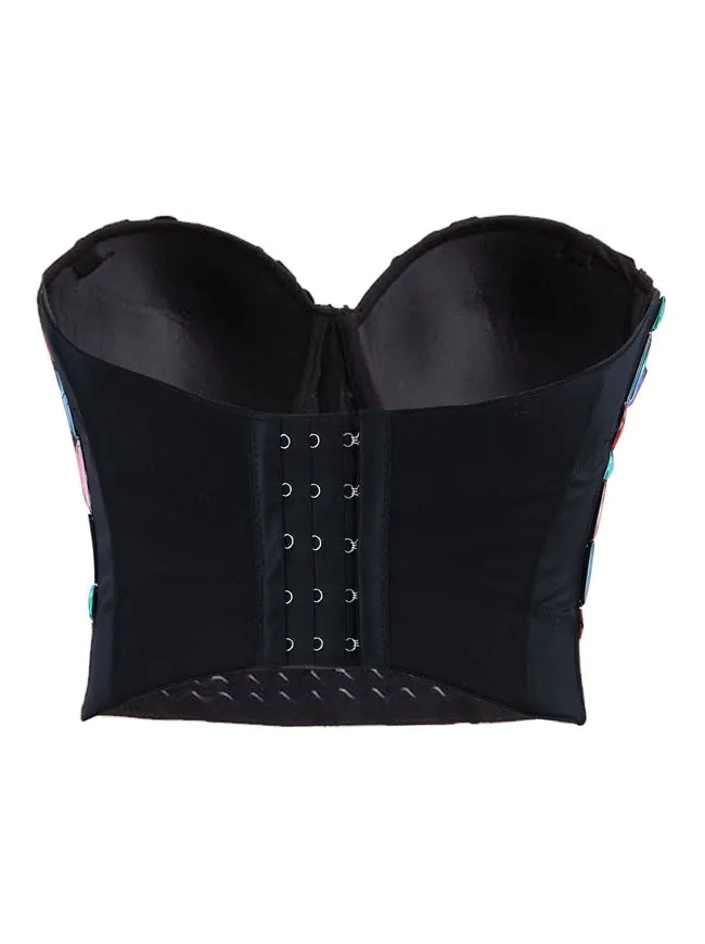 Women Rhinestone Push Up Bra Studded Gem Clubwear Party Bustier Crop Top