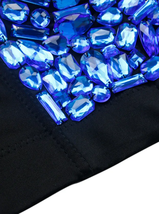 Women Rhinestone Push Up Bra Studded Gem Clubwear Party Bustier Crop Top