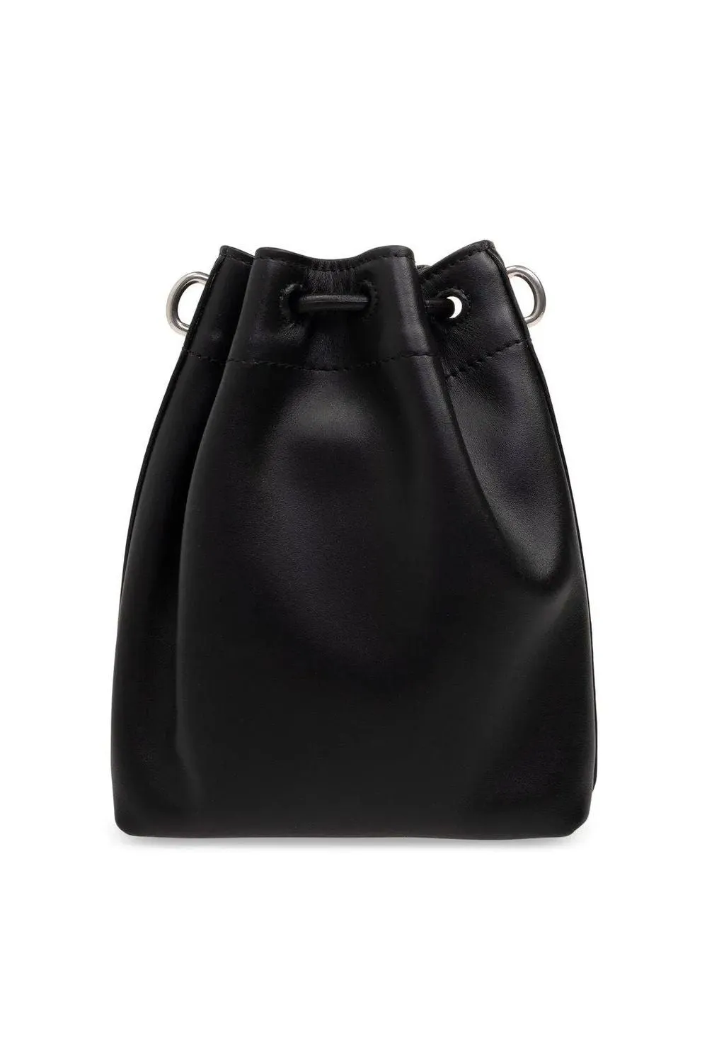 Women's Bon Bon Metallic Leather Mini Bucket Bag in Black | Size UNI | BONBONBCKTN Color SMNHUTBLACK Color ANTIQUESILVER